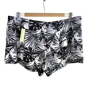 🍉2/40🍉NWT Bench Black and White Tropical Print Pajama Shorts Sleepwear Bottoms